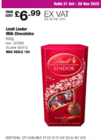 Costco Lindt Lindor Milk Chocolates offer