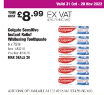 Costco Colgate Sensitive Instant Relief Whitening Toothpaste offer
