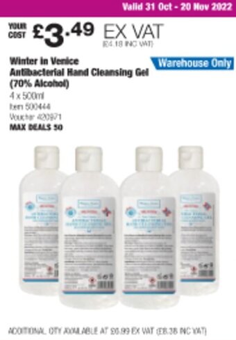 Costco Winter In Venice Antibacterial Hand Cleansing Gel offer