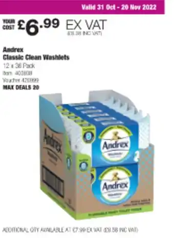 Costco Andrez Classic Clean Washlets offer