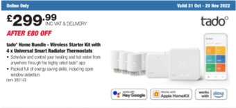 Costco Tado Home Bundle - Wireless Starter Kit With 4 x Universal Smart Radiator Thermostats offer