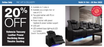 Costco Valencia Tuscany Leather Power Reclining Home Theatre Seating offer