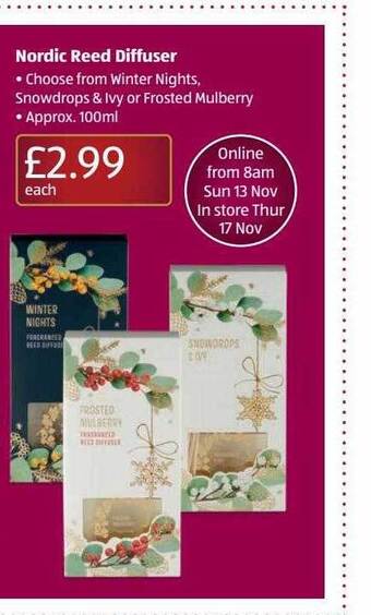 Aldi Nordic reed diffuser offer
