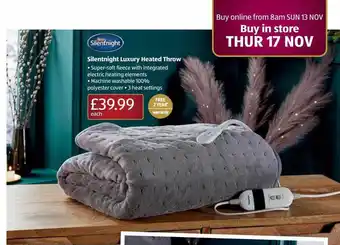Aldi Silentnight luxury heated throw offer