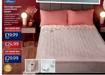 Aldi Silentnight comfort control electric blanket offer