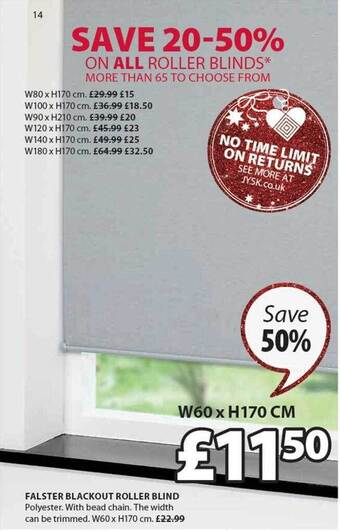 JYSK Falster blackout roller blind offer