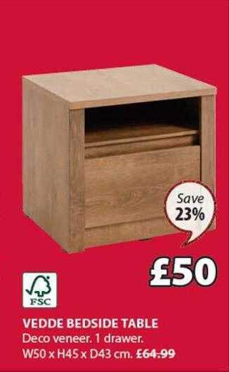 JYSK Vedde bedside table offer
