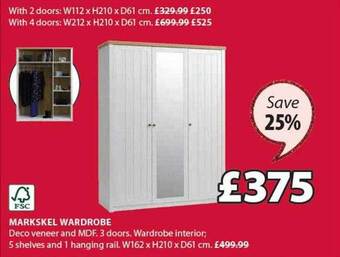 JYSK Markskel wardrobe offer