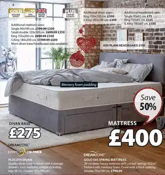 JYSK Plus d10 divan, dreamzone, gold s45 spring mattress dreamzone offer