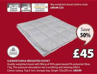JYSK Gjendetunga weighted duvet offer