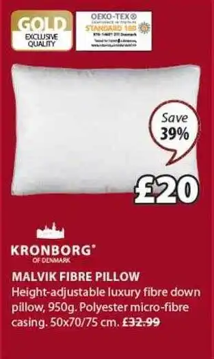 JYSK Malvik fibre pillow kronborg offer