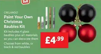 Lidl Crelando paint your own christmas baubles kit offer