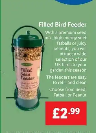 Lidl Filled bird feeder offer