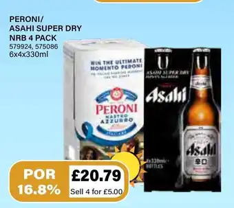 Bestway Peroni/ Asahi Super Dry NRB 4 pack 6x4x330ml offer
