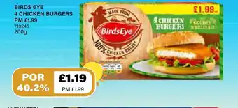 Bestway Birds Eye 4 Chicken Burgers 200g offer