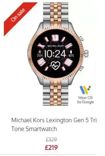 Ernest Jones Michael Kors Lexington Gen 5 Tri Tone Smartwatch offer