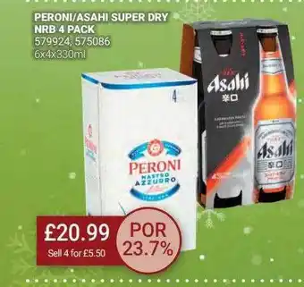 Bestway Peroni-asahi super dry nrb 4 pack offer