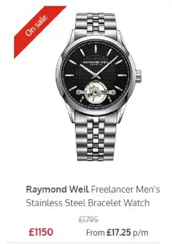 Ernest Jones Raymond Weil Freelancer Men's Stainless Steel Bracelet Watch offer