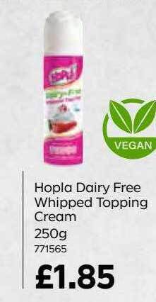 Bestway Hopla dairy free whipped topping cream 250 g offer