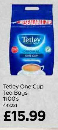 Bestway Tetley one cup tea bags 1100's offer