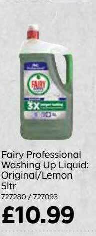 Bestway Fairy professional washing up liquid : original-lemon 5ltr offer