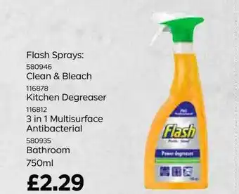 Bestway Flash sprays : clean & bleach, kitchen degreaser, 3 in 1 multisurface antibacterial, bathroom 750ml offer