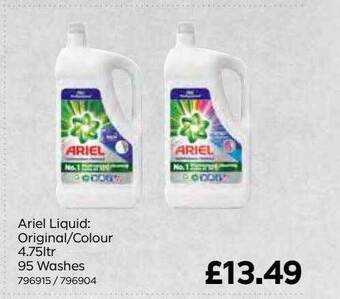 Bestway Ariel liquid : original-colour 4.75ltr 95 washes offer