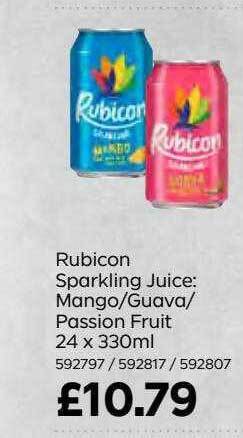Bestway Rubicon sparkling juice : mango-guava-passion fruit 24 x 330 ml offer