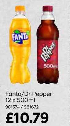 Bestway Fanta-dr pepper 12 x 500ml offer