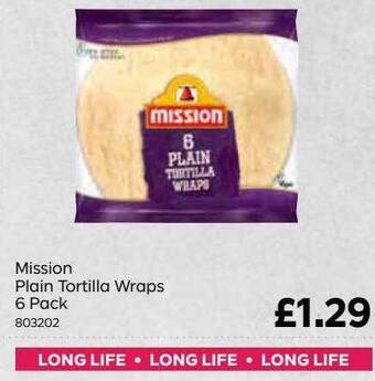 Bestway Mission plain tortilla wraps 6 pack offer
