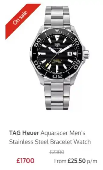 Ernest Jones Tag Heuer Aquarcer Men's stainless steel bracelet Watch offer