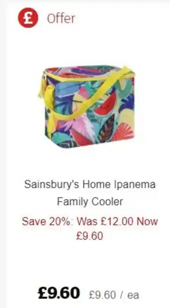 Sainsbury's Sainsbury's Home Ipanema Family Cooler offer