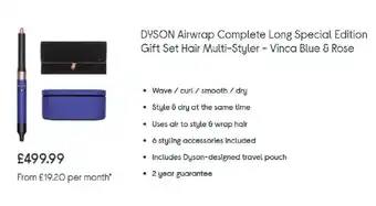 Currys PC World Dyson Airwrap Complete Long Special Editon Gift Set Hair Multi- Styler - Vinca Blue & Rose offer