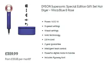 Currys PC World Dyson Supersonic Special Edition Gift Set Hair Dryer - Vinca Blue & Rose offer