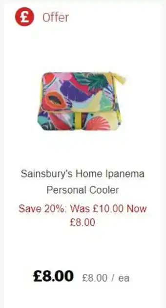 Sainsbury's Sainsbury's Home Ipanema Personal Cooler offer