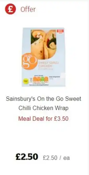 Sainsbury's Sainsbury's On the Go Sweet Chili Chicken Wrap offer