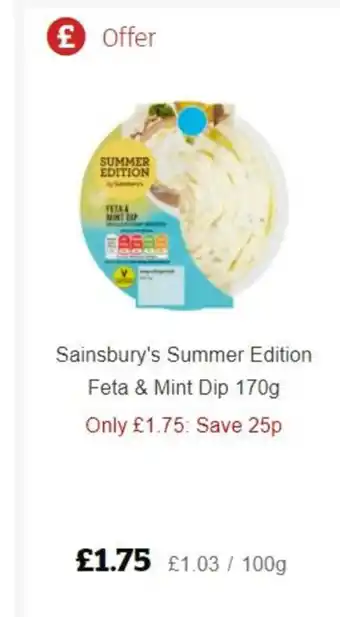 Sainsbury's Sainsbury's Summer Edition Feta & Mint Dip 170g offer
