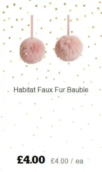 Sainsbury's Habitat Faux Fur Bauble offer