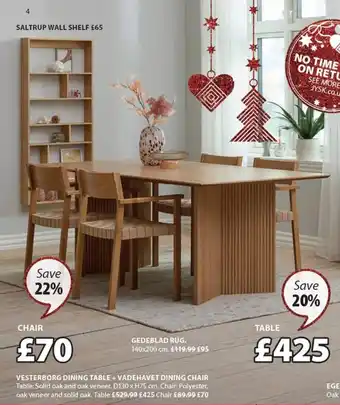 JYSK Vesterborg Dining Table +Vadehavet Dining Chair Table offer