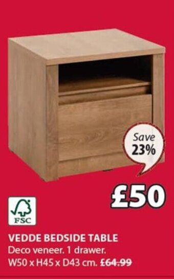 JYSK Vedde Bedside Table offer