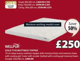 JYSK Wellpur Gold T110 Mattress Topper Single offer
