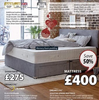JYSK Dreamzone Gold S45 Spring Mattress offer