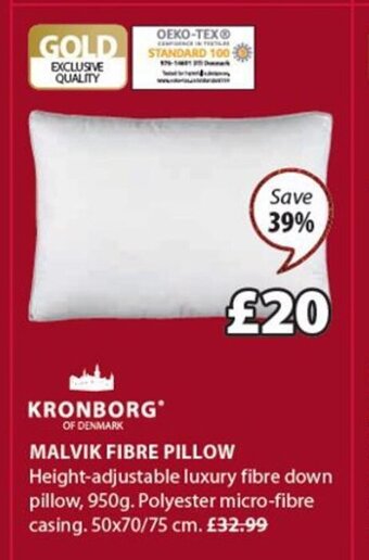 JYSK Kronborg Malvik Fibre Pillow offer