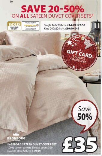 JYSK Kronborg Ingeborg Sateen Duvet Cover Set offer