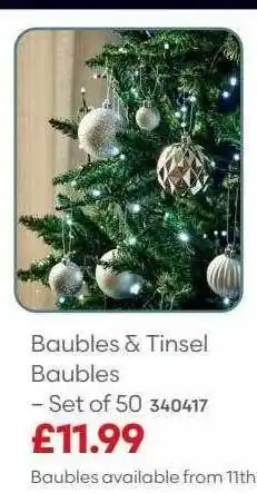 Robert Dyas Baubles & tinsel baubles set of 50 offer