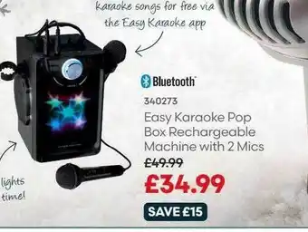 Robert Dyas Easy karaoke pop box rechargeable machine with 2 mics offer