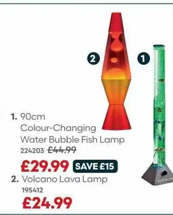 Robert Dyas 90cm colour-changing water bubble fish lamp volcano lava lamp offer