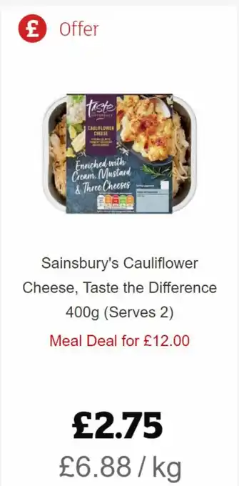 Sainsbury's Sainsburry's Cauliflower Cheese, Taste The Difference 400g offer
