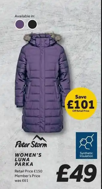 GO Outdoors Peter storm women's luna parka offer