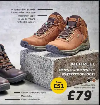 GO Outdoors Merrell men's & women's erie waterproof boots offer